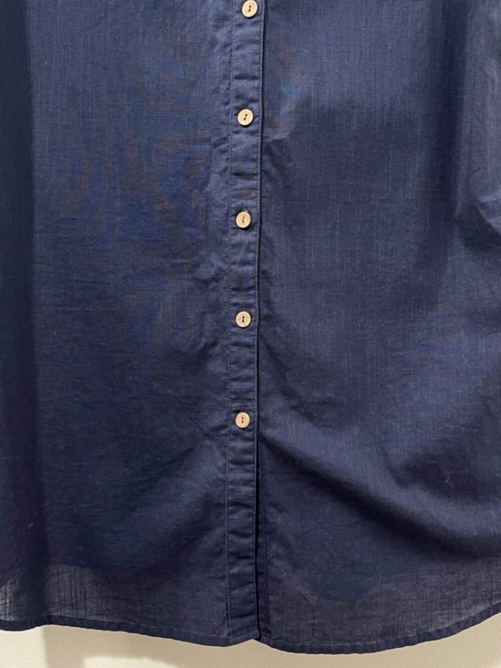 Button Front Patch Pocket Navy Cotton Summer Dress | Coastal Minimalist [size L] - Picture 4 of 8